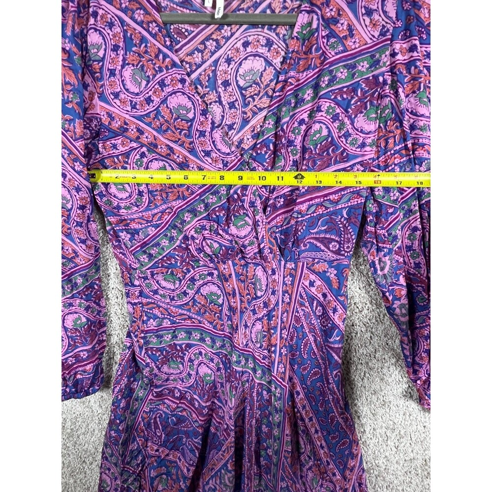 ba&sh Paisley Print V-Neck Long Sleeve Dress Multicolor size L - Picture 2 of 9